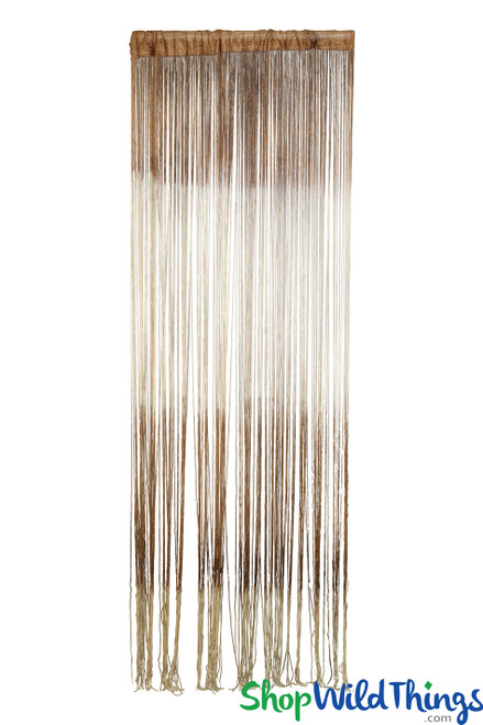 Brown Cream Ombre Stripe String Curtain Fringe Panel for Doors and Windows, 7' Long Curtain by ShopWildThings.com