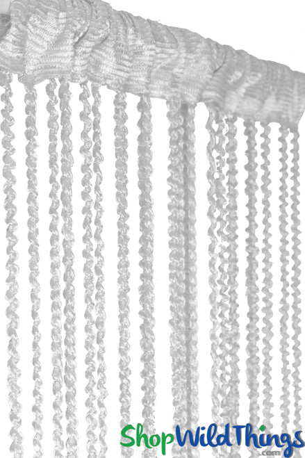 White Braided Curtain with Metallic Flecks for Walls, Doors and Windows,  6.5' Long Decorative Curtain by ShopWildThings.com
