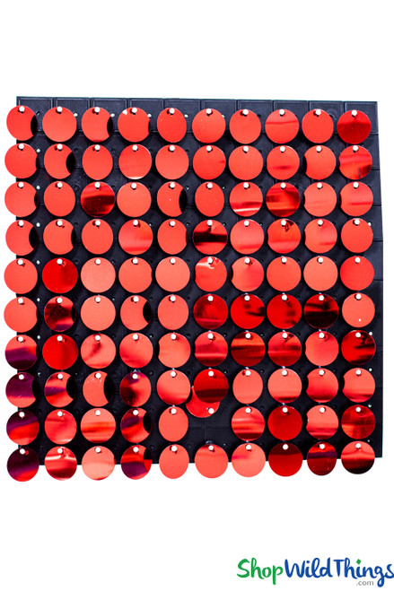ShopWildThings Sequin Wall Panels, Shimmering Metallic Red Backdrop, 12 1/4" Square