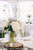 Silk Hydrangea Bloom - White Spray - 8" Flower, 27" Stem