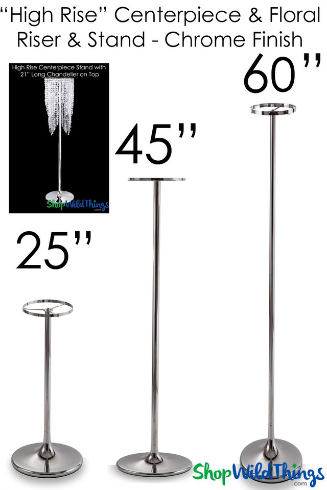 Wedding Centerpiece Riser Adjustable Silver Chrome Floral Stand ...