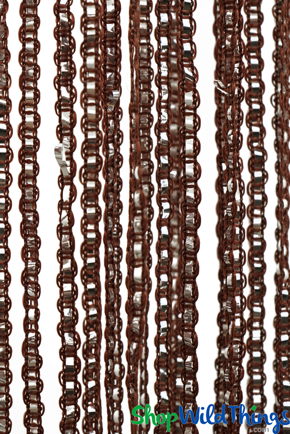 Brown Sparkle Silver String Curtain Panel | ShopWildThings.com