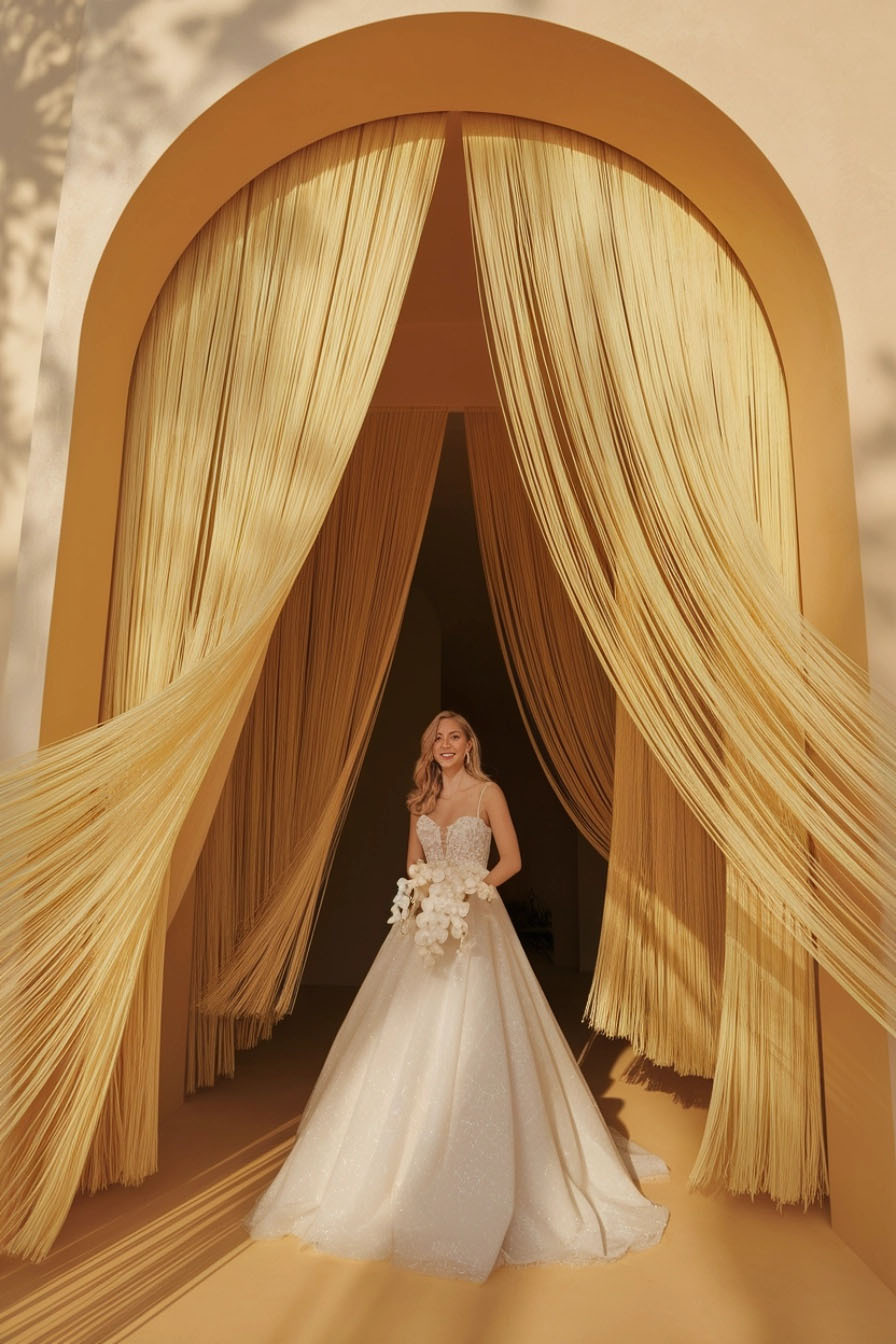 Custom Wedding Curtains in Butter Yellow We offer fringe curtains in creamy butter yellow—ready to ship or fully customizable in color, length, and flame-retardant finish. Perfect for venues with strict requirements and designers with big ideas.