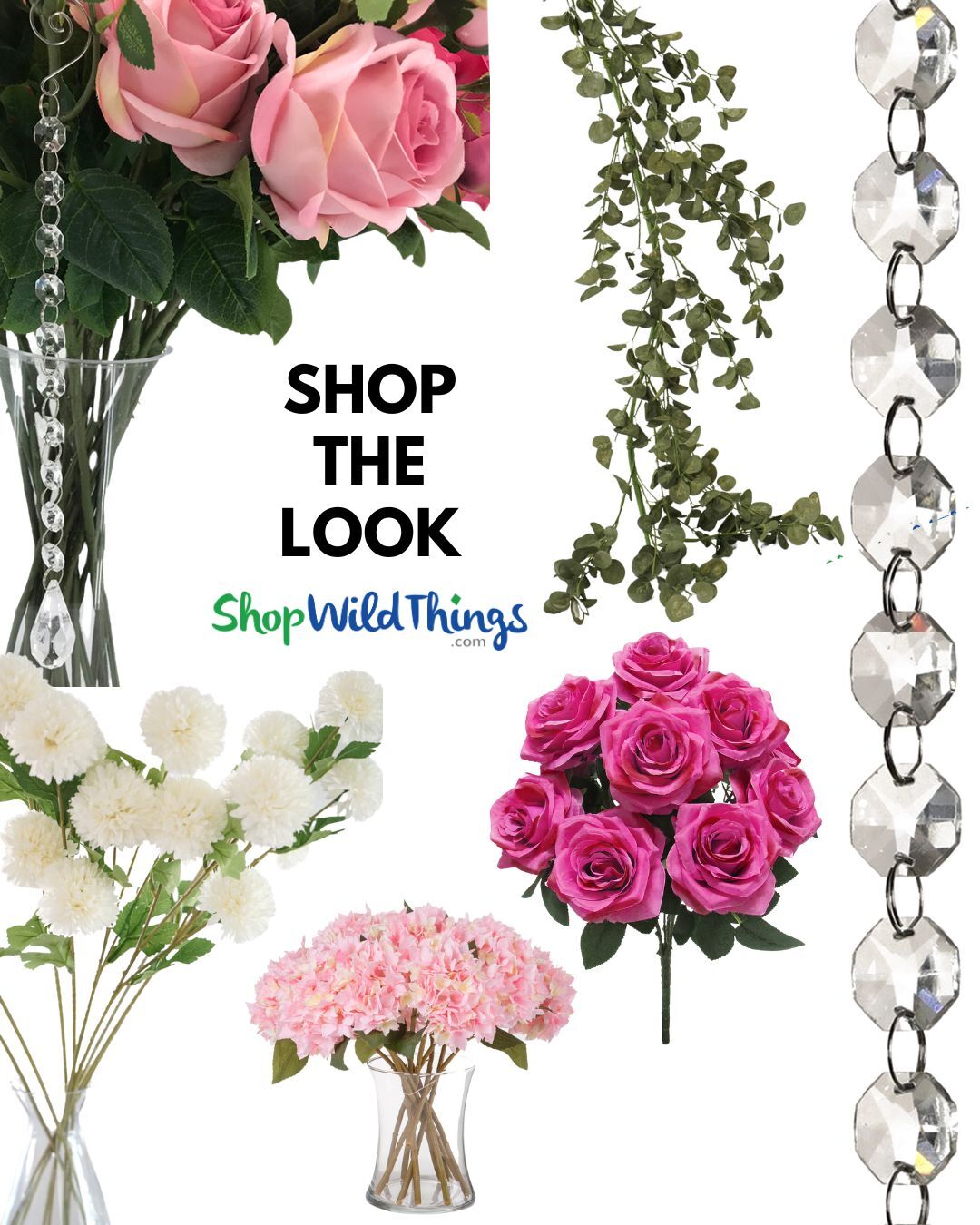 Shop The Look with ShopWildThings.com - Pink and White Wedding Decor with Crystal Accents