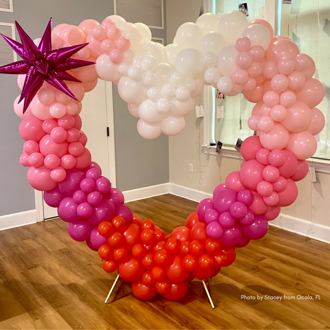 Large Metal Heart Shaped Arch Covered in Balloons for Valentine's Day - by ShopWildThings.com