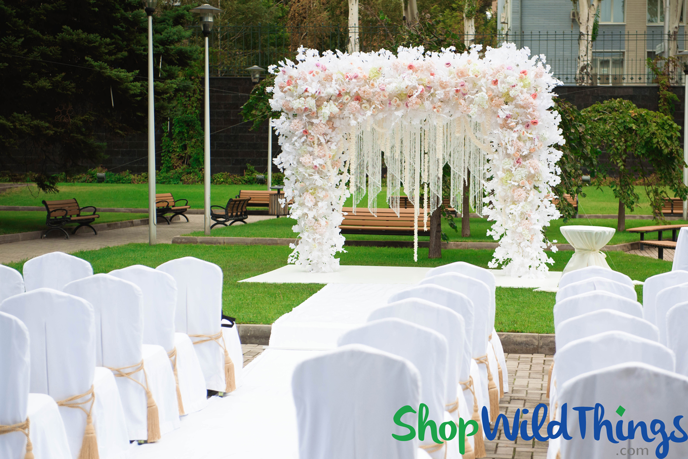 florals arch wedding chandeliers