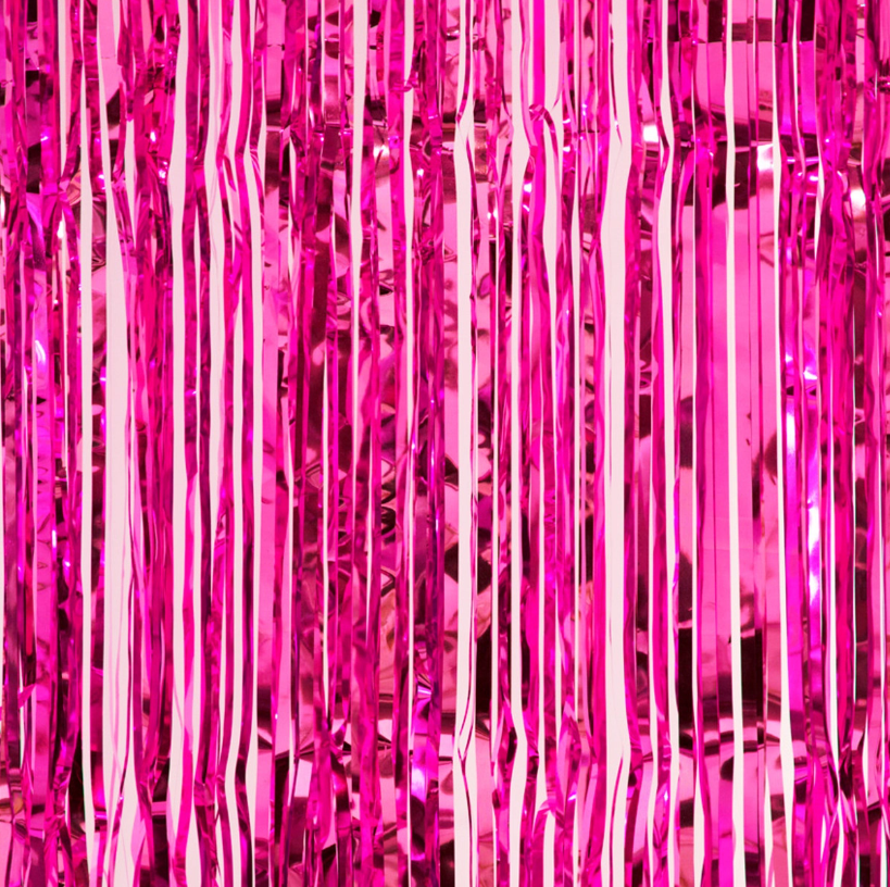 Magenta Pink Foil Fringe Curtain by ShopWildThings.com for Pantone Color of the Year 2023 Magenta