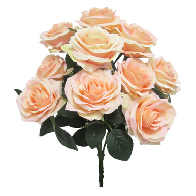 Artificial Rose Bush Bouquet – Blush Peach Deluxe Queen Spray ...