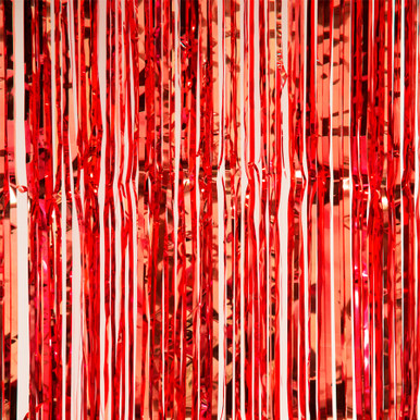 Red Metallic Fringe Curtain