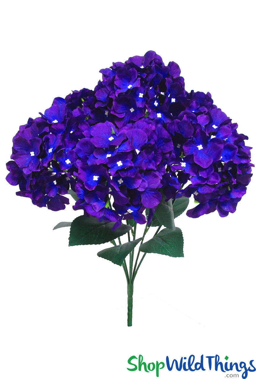 Image of Deluxe Silk Hydrangea Bouquet - Purple & Blue Spray - 21