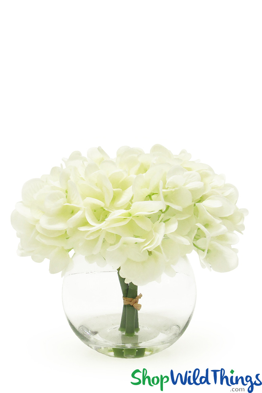 Image of NEW! Hydrangea Bouquet in Clear Glass Bowl Centerpiece - 7