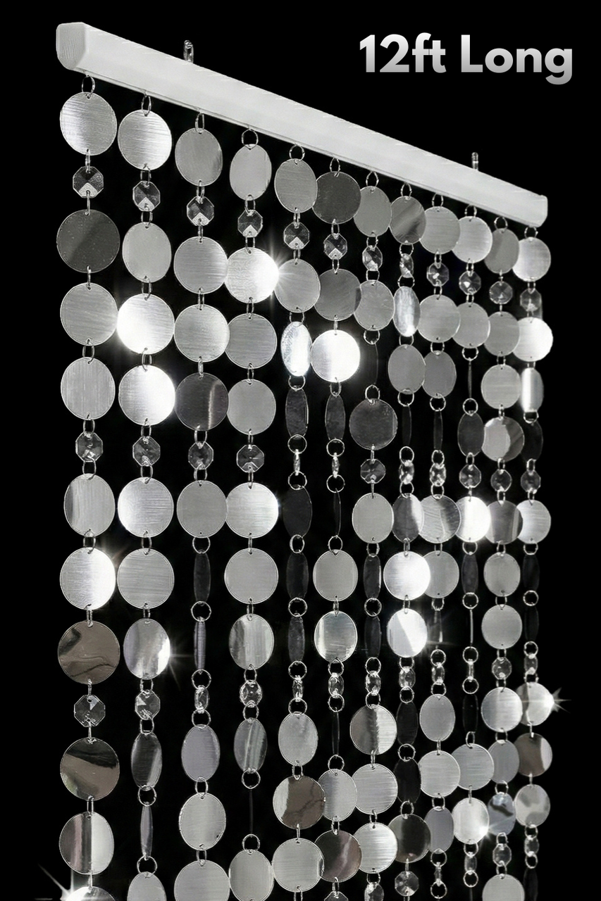 Image of Kate Beaded Curtains - Silver & Crystal 12 or 6 feet long