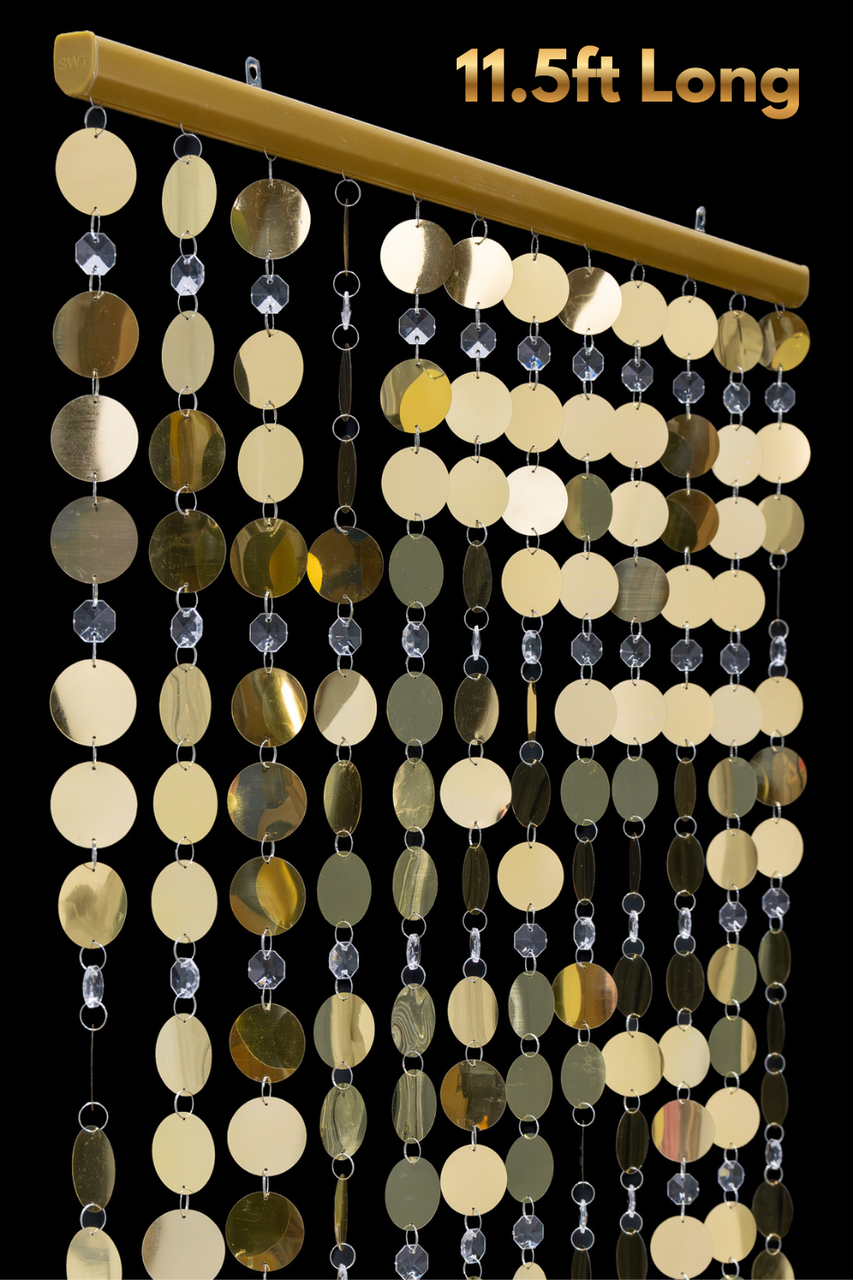 Image of Kate Beaded Curtain - Gold & Crystal 12 or 6 feet long