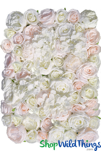 Ivory & Blush Pink Flower Wall Backdrop, Premium Quality Flowers