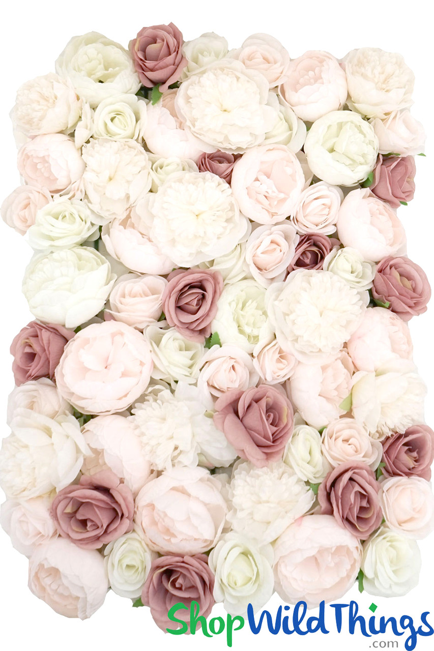 Image of Flower Wall Super Premium Quality Blush, Ivory & Dusty Rose Floral Mix