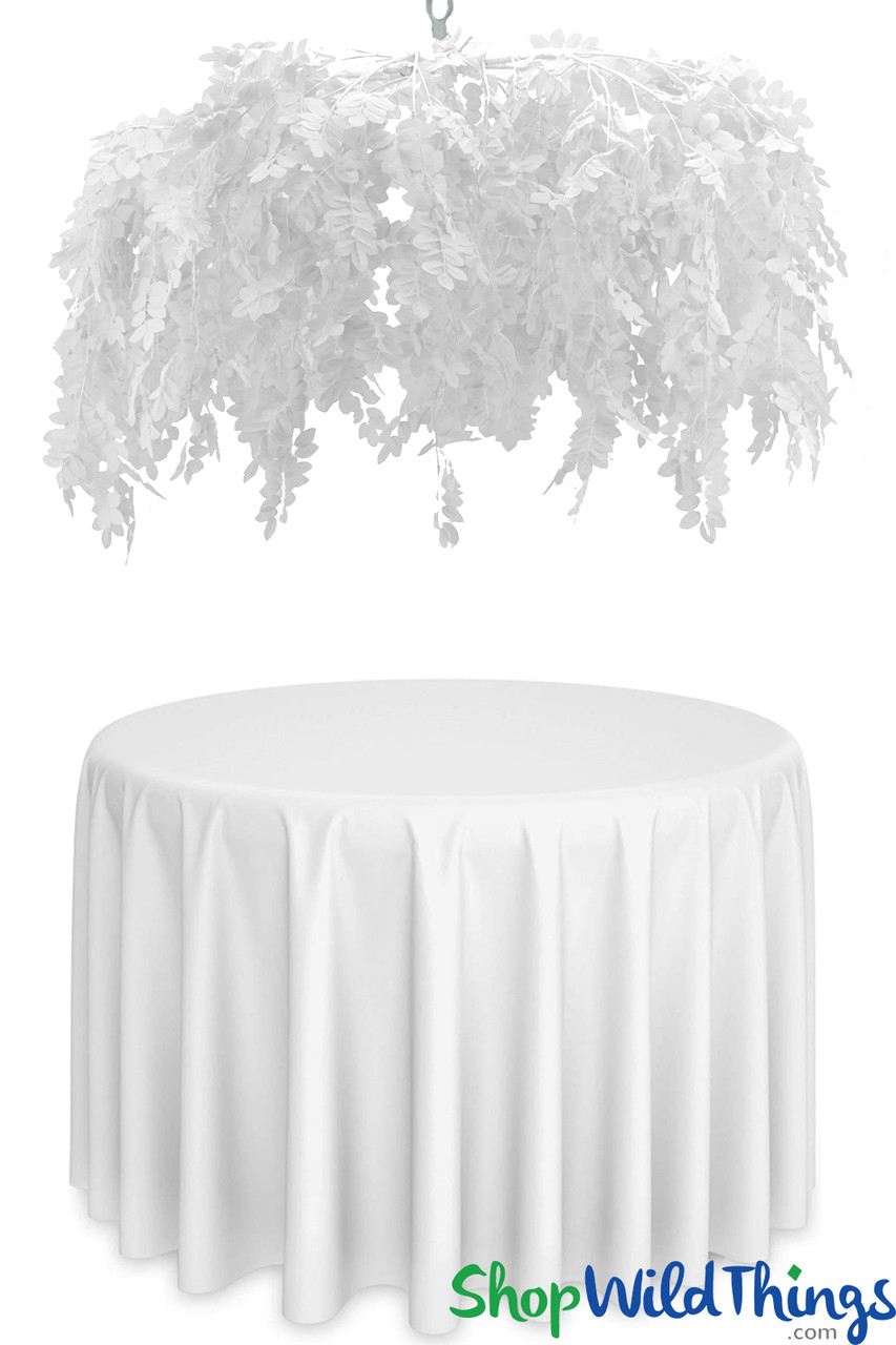 Image of Acacia Hanging Canopy - Round Draping Floral Chandelier - White 48