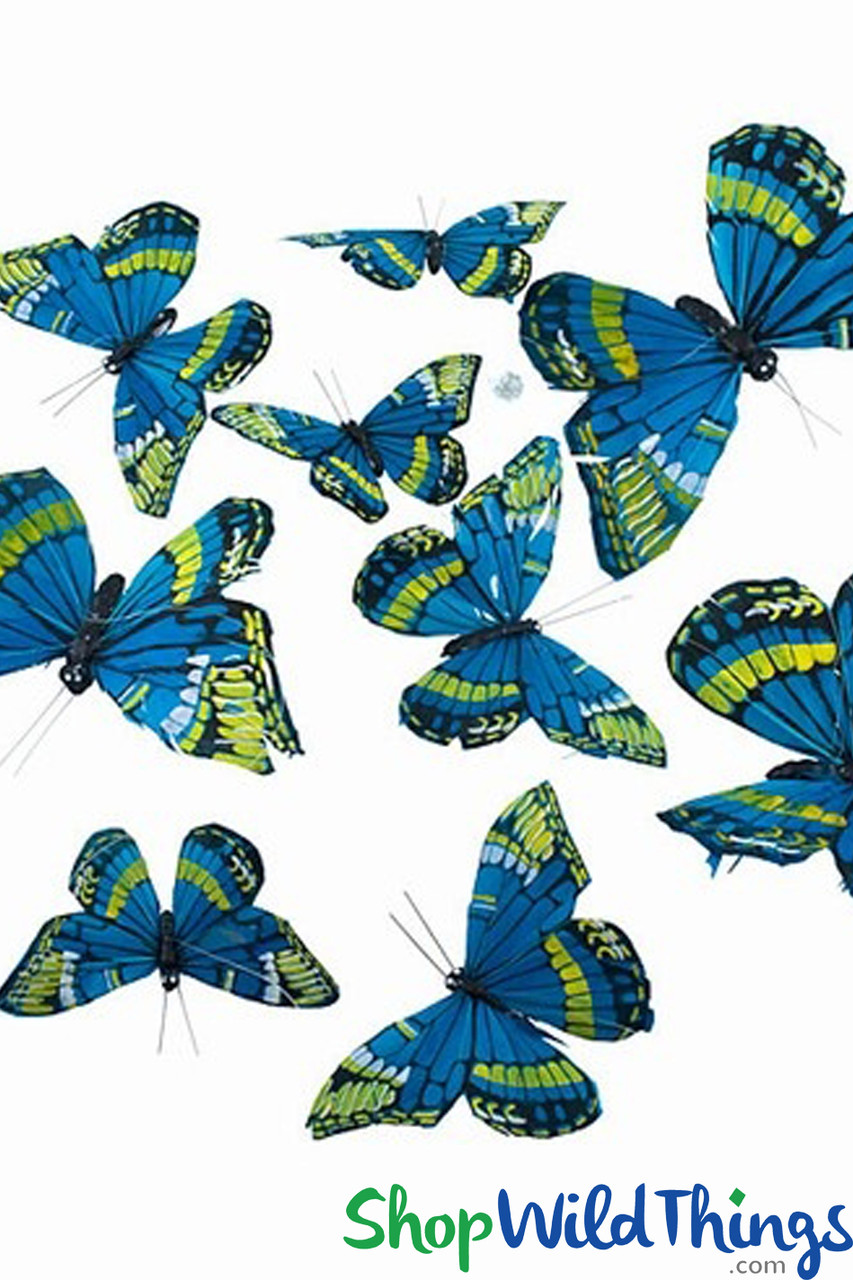 Image of NEW STYLE! Teal Blue and Green Butterfly Garland w/Real Feathers - 6 ' Long