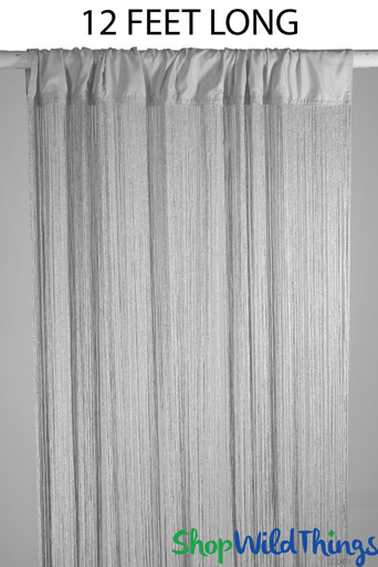 Silver Metallic Lurex String Fringe Curtains | ShopWildThings.com