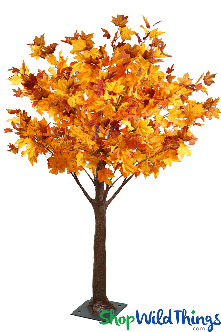 Image of BRAND NEW! (2 Colors) "Autumn Dream" Artificial Maple Tree 5 1/2 Feet Tall, Orange, Red, Yellow