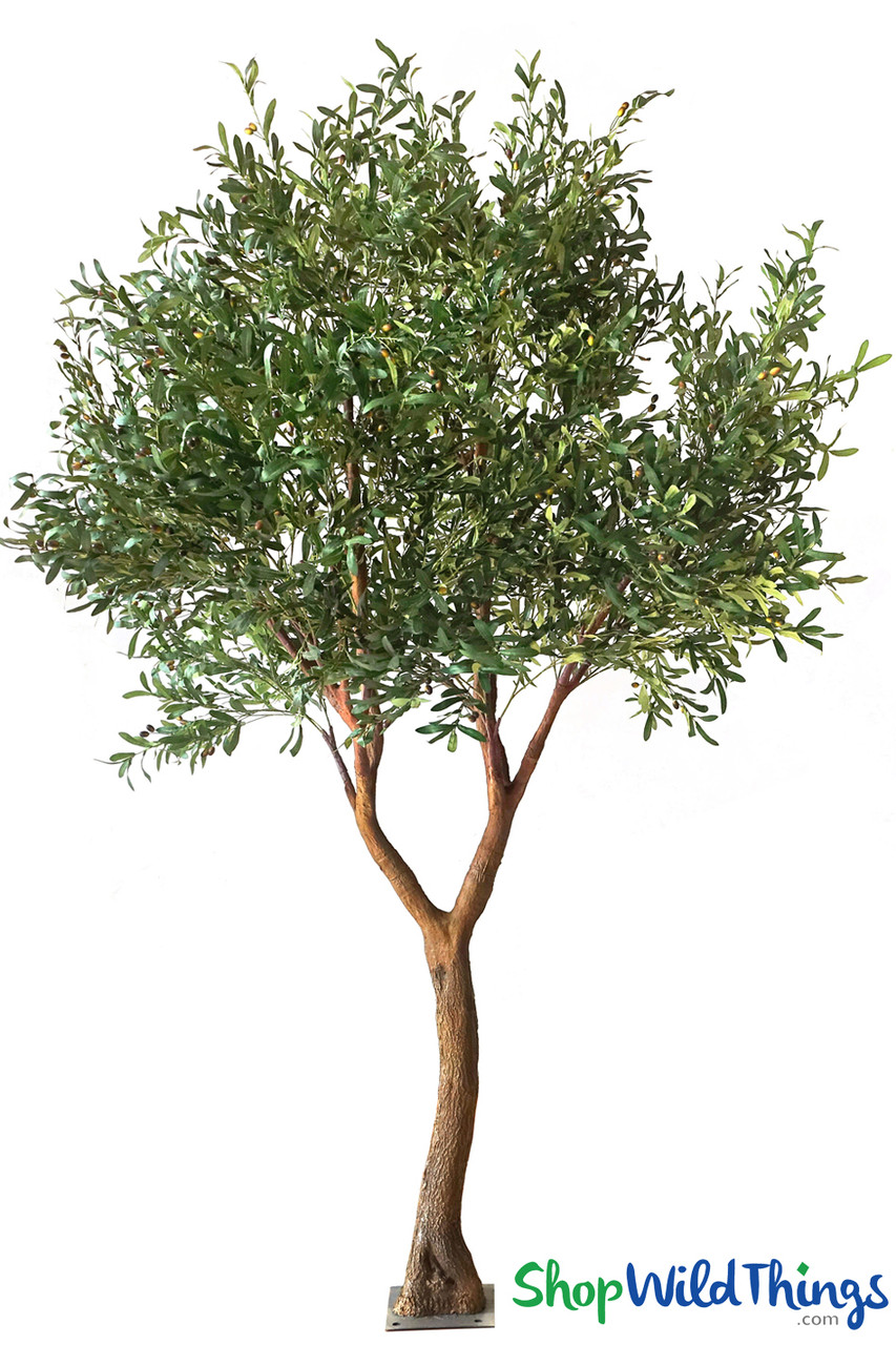 Image of Artificial 9' Tall Green Olive Life-sized Tree "Layla"