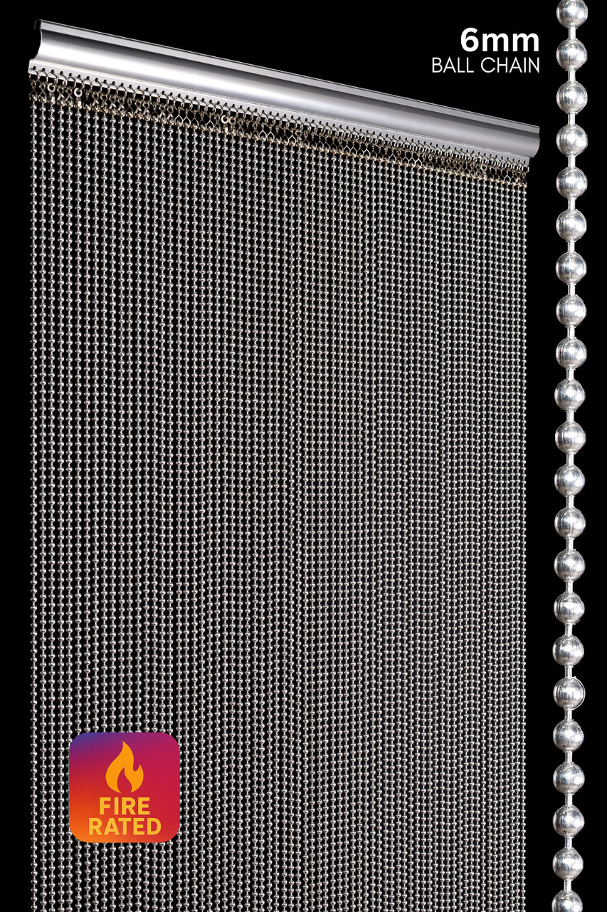 Image of 6mm Aluminum or Steel Silver Ball Chain Curtains - Any Length or Density - Different Top Options
