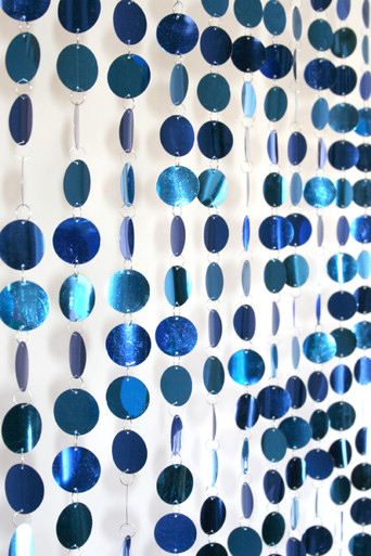 Blue Metallic Circles Beaded Party Curtain 