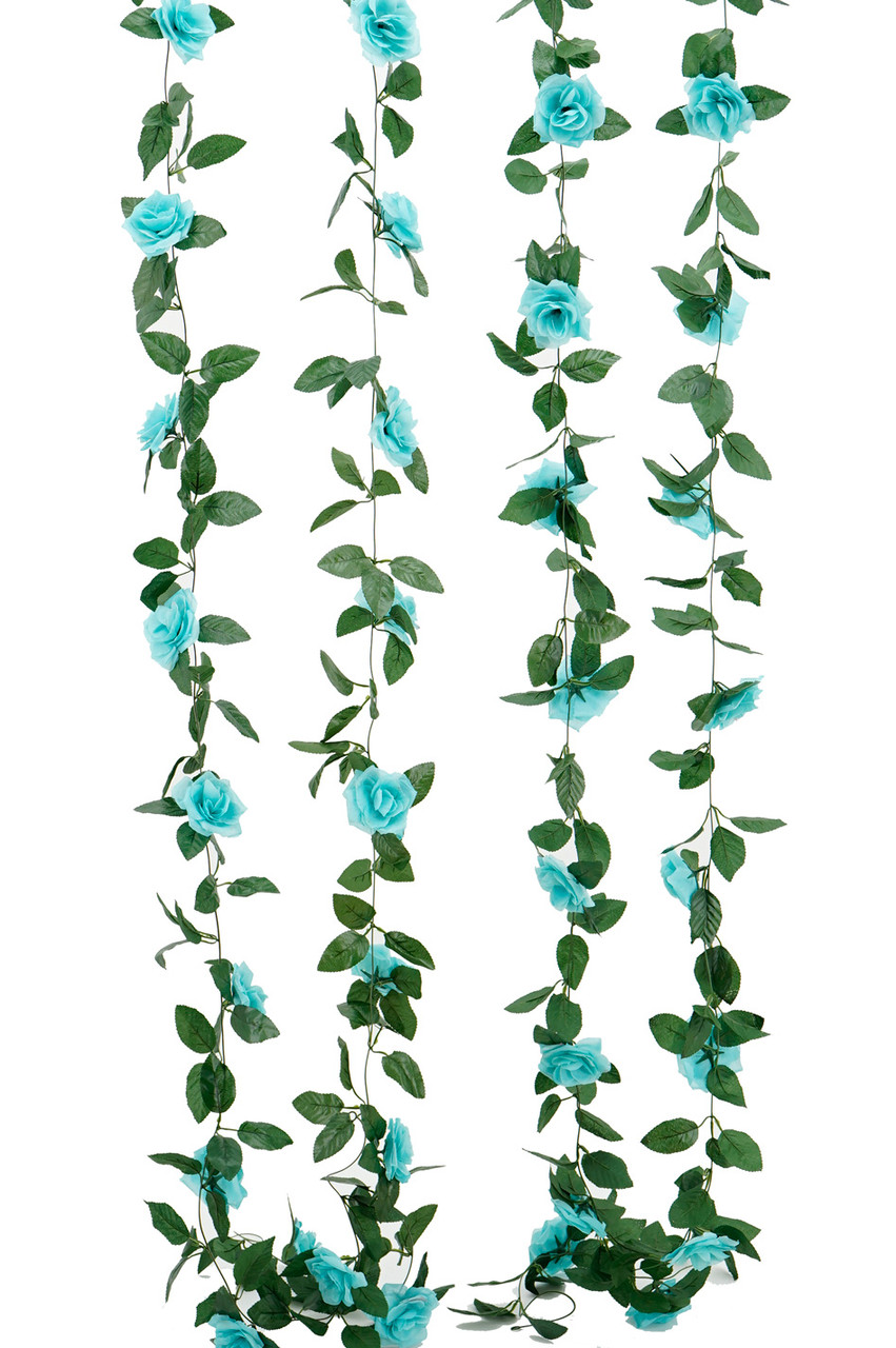 Image of Flower Garland - Silk Rose - 8' - Aqua - BUY MORE, SAVE MORE!