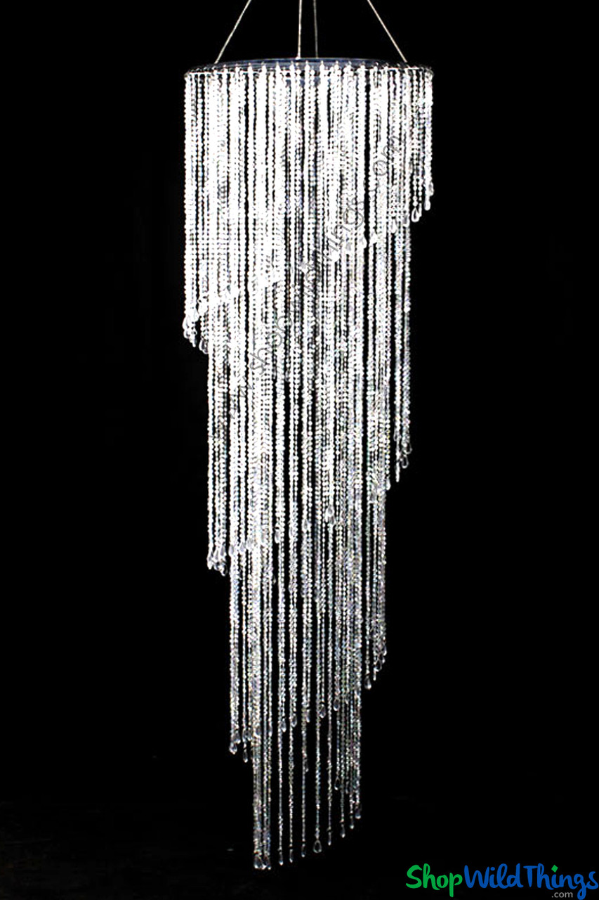 Image of Chandelier Aphrodite Spiral Swirl 8' - Crystal Iridescent 