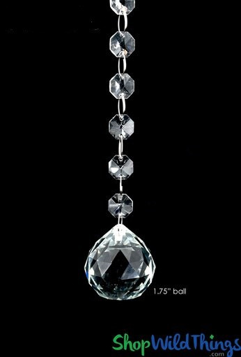 Crystal Hanging Prism, Glass - Crystal Strand 6.5 - Fallyn Set of 12 -  Silver