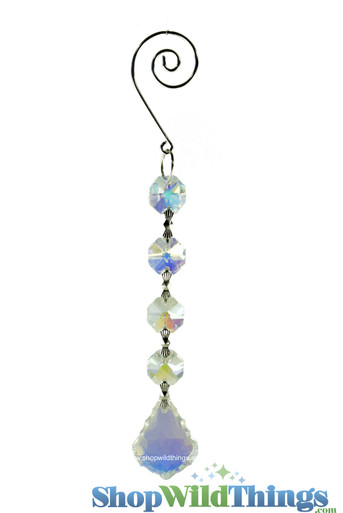 Crystal Hanging Prism, Glass - Crystal Strand 6.5 - Fallyn Set of 12 -  Silver