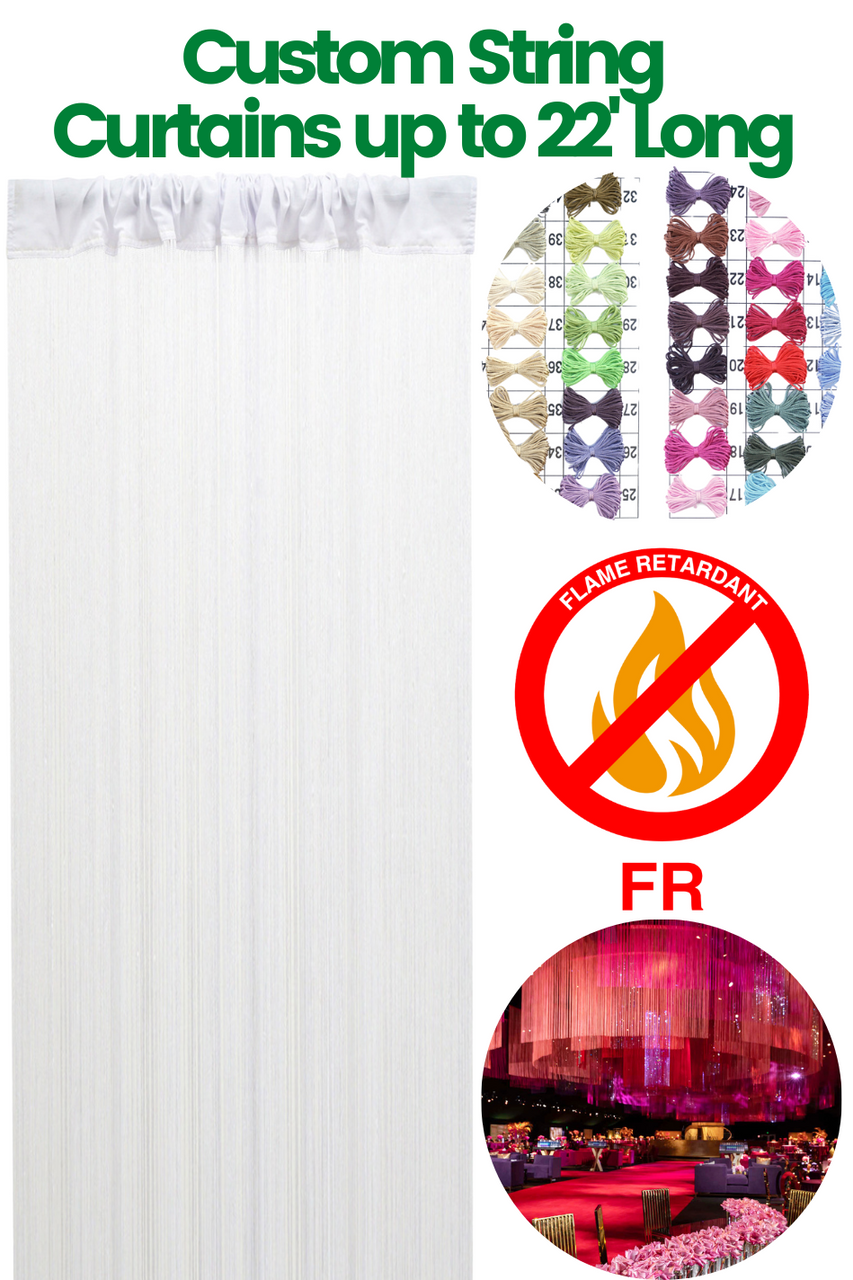 Image of Custom String Curtains - Up to 22 ft Long - ANY Color, FR Fire Rated Available!