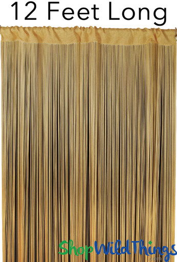 String Curtain Honey Gold 3 ft x 12 ft - Polyester & Cotton Nassau  (trimmable length!)