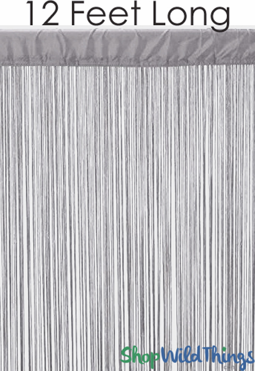 Image of String Curtain Silver Gray 3 ft x 12 ft - Polyester & Cotton 