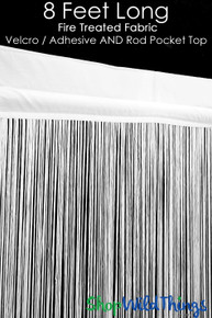 String Curtain Black 3 ft x 8 ft - Polyester & Cotton Nassau (trimmable  length!)