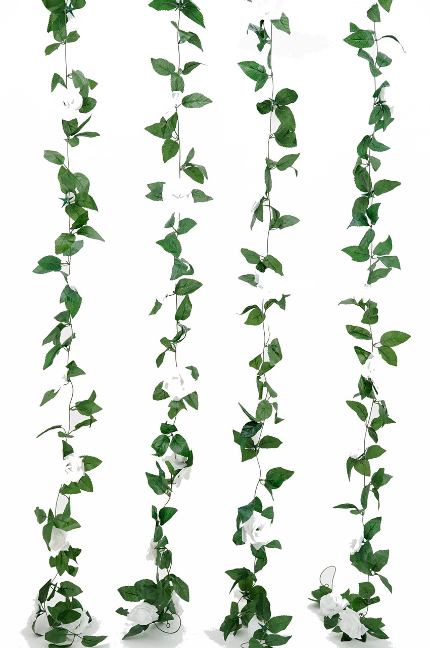 Image of Flower Garland - Silk Rose - 8' - White - BUY MORE, SAVE MORE!