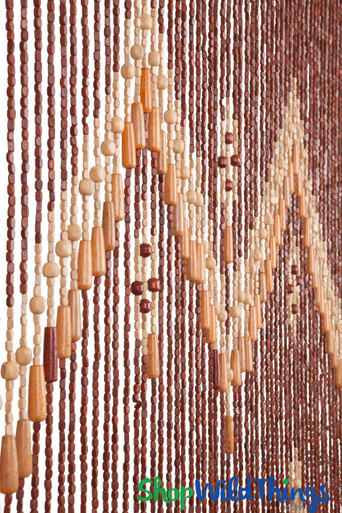 Walk-Through Wooden Door Curtain with 52 Beaded Strands 