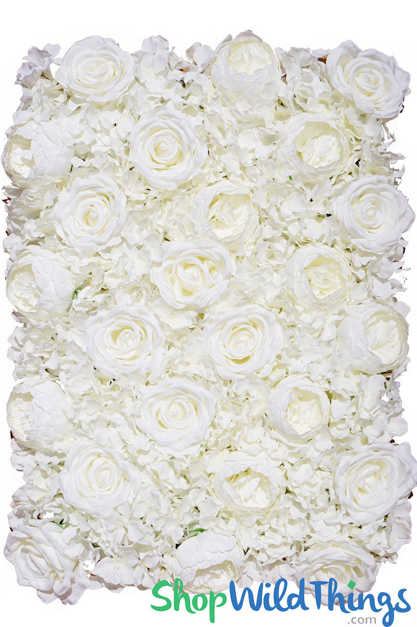 Image of Flower Wall Premium Silk Roses, Peonies & Hydrangeas - Cream