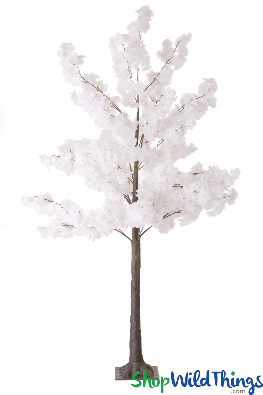 Image of Flowering Cherry Blossom Tree Bendable Branches - 6' Tall - Pure White