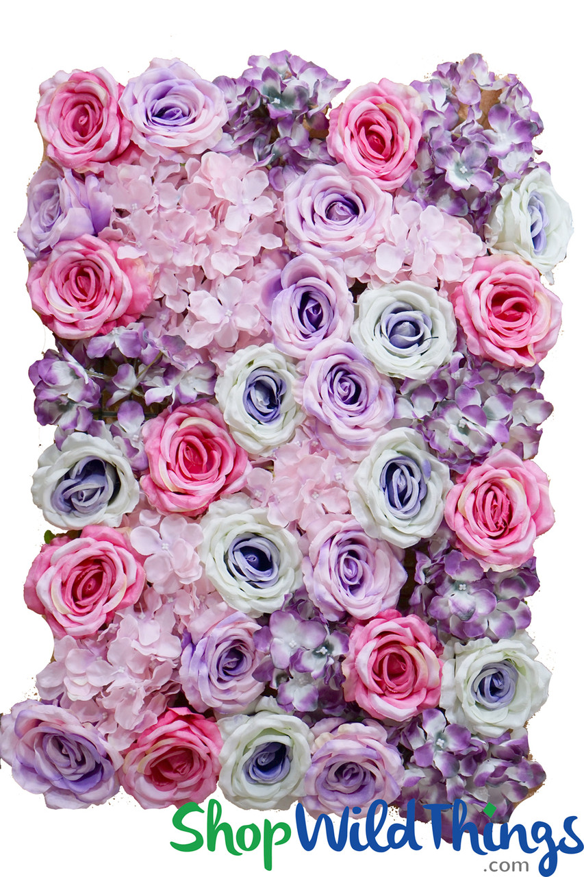 Image of Flower Wall Premium Extra Full Silk Floral Mix  Soft Purples & Pinks