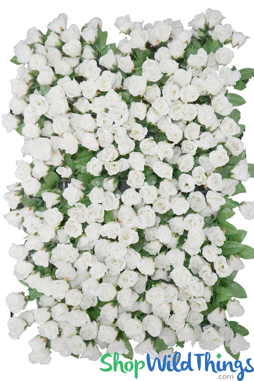 Image of Flower Wall Lush "Super Premium Quality" Silk Small Roses & Greenery - Cream