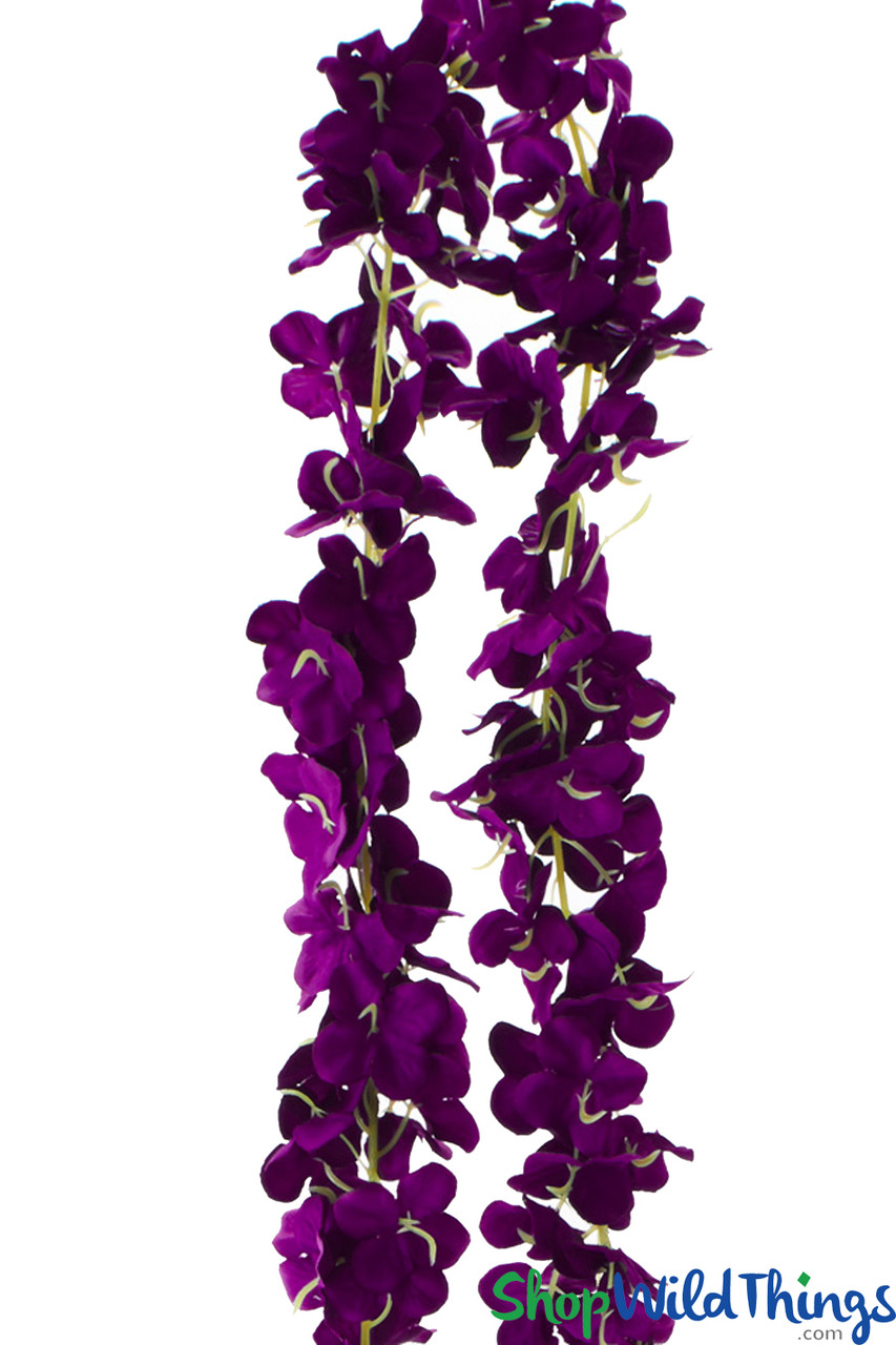 Image of Plumeria Frangipani Silk Flower Garland - Purple - 80