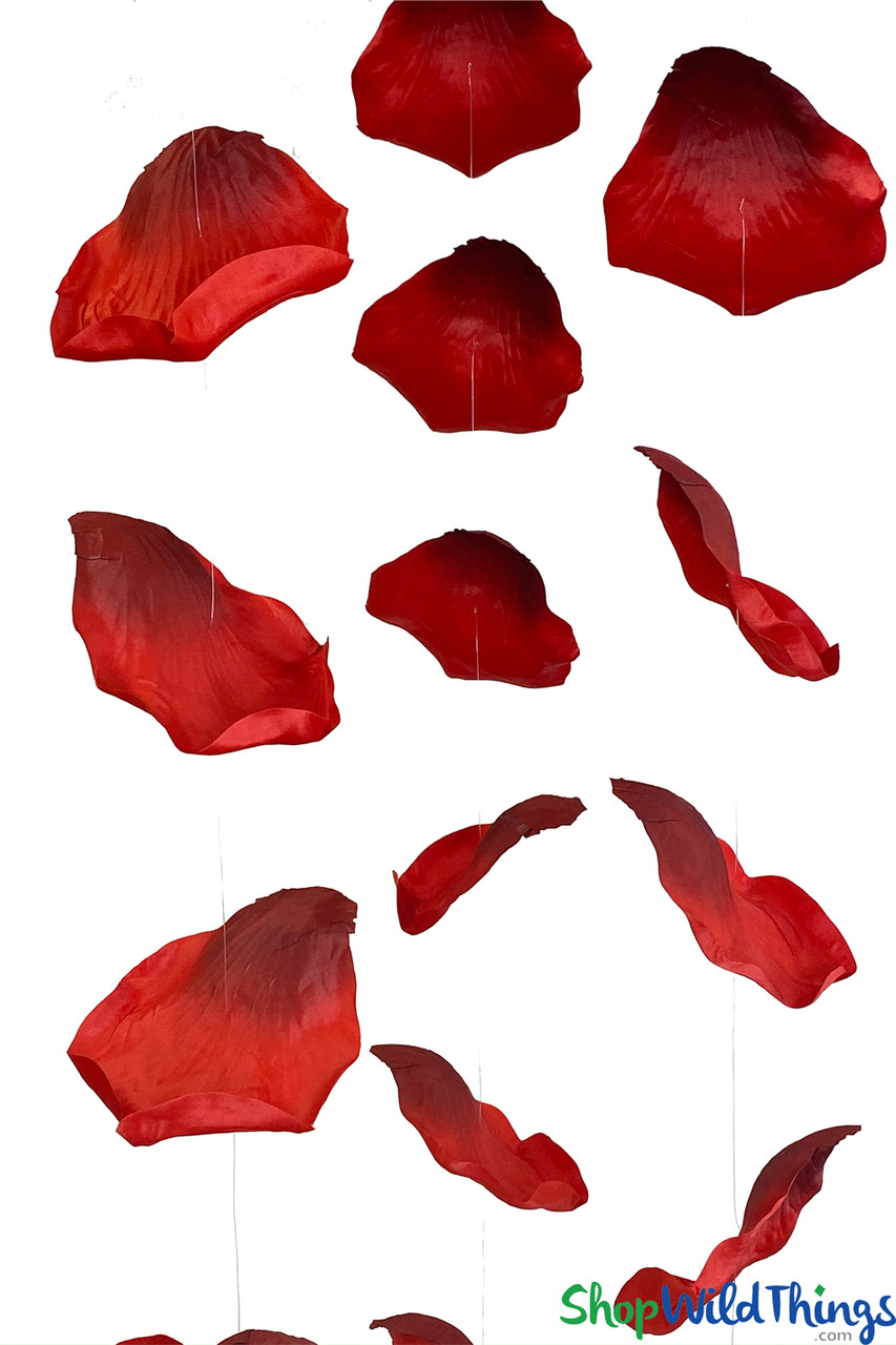 Image of X-Large Hanging Rose Petals Garland Set Of 3 - Red - Each Strand 10 1/2