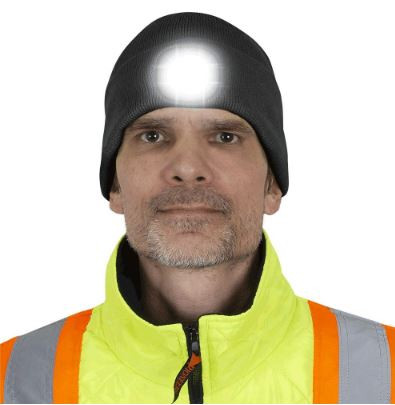KNIT TOQUE WITH LED HEADLIGHT - BLACK - O/S