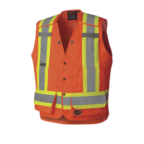 HI-VIZ ORANGE DROP SHOULDER TEAR-AWAY SURVEYOR'S SAFETY VEST -XL