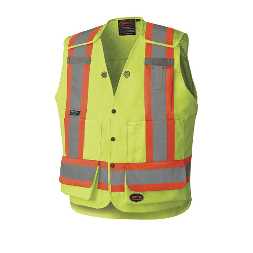 HI-VIZ YELLOW/GREEN DROP SHOULDER TEAR-AWAY SURVEYOR'S SAFETY VEST -L