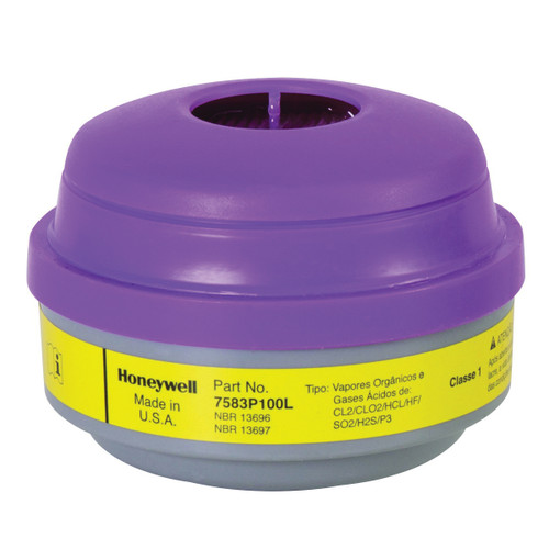 North by Honeywell 7583P100L N Series Cartridge and Filter, For Use With 5500, RU8500 and 7700 Series Half Mask Respirators, Magenta/Yellow