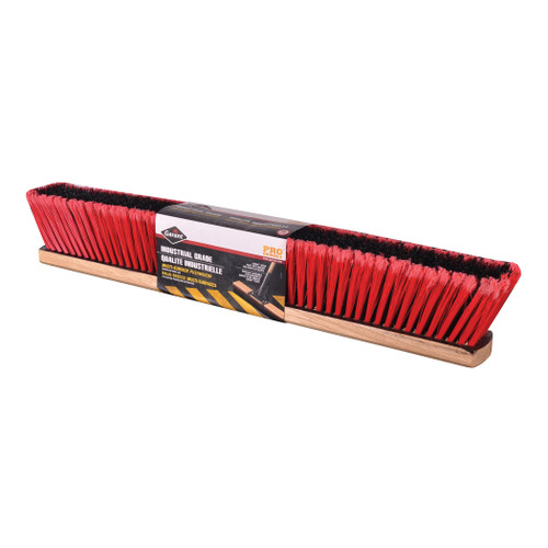 Garant 83945 Pro Series Industrial-Grade Push Broom Head, 24 in OAL, 3-1/4 in L Trim, Black/Red