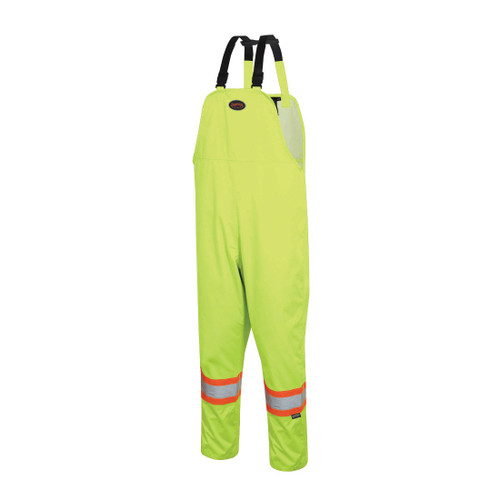 "THE ROCK" HI-VIS PU-COATED 300D OXFORD POLY BIB PANTS - HI-VIS YELLOW/GREEN - S