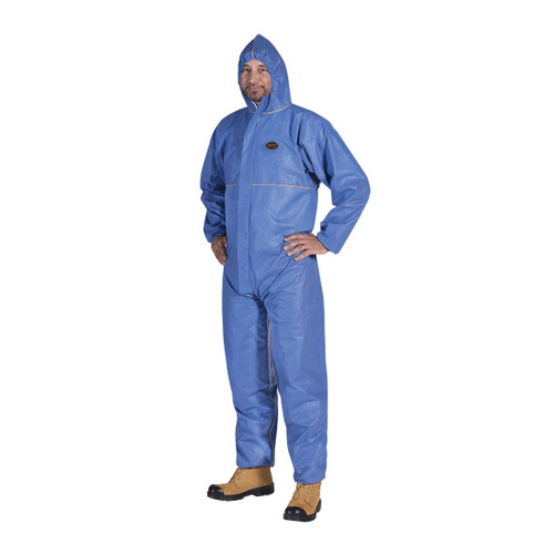 PIONEER V7014540-2XL Disposable Coverall, 2XL, Blue, Spunbound Melt Blown Non-Woven