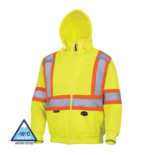 HI-VIZ YELLOW/GREEN POLYESTER FLEECE HOODIE - S